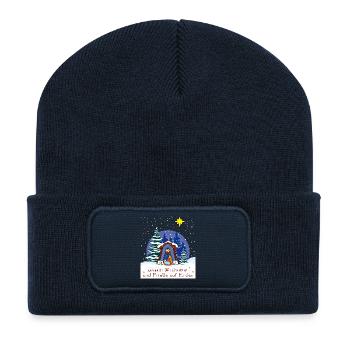 gesegnete Weihnachten, Weihnachtskrippe - Recycelte Patch Beanie - French Navy - Vorne