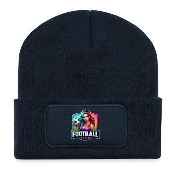 Fußballkönigin Illustration - Recycelte Patch Beanie - French Navy - Vorne