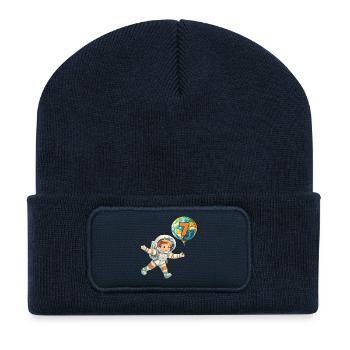 7 Birthday Astronaut Earth Space 7 Years - Recycled Patch Beanie - french navy - Front