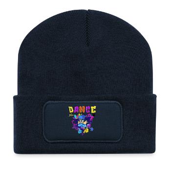 Vibrant breakdance style print design - Recycled Patch Beanie - french navy - Front