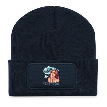 Träumen vom Abenteuer-Fahrraddesign - Recycelte Patch Beanie - French Navy - Vorne