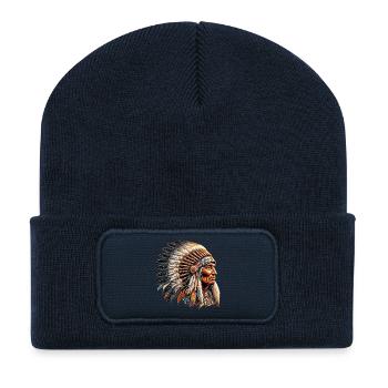 Amérindien Peau rouge d’Amérique - Beanie recyclé à patch - bleu marine - Devant