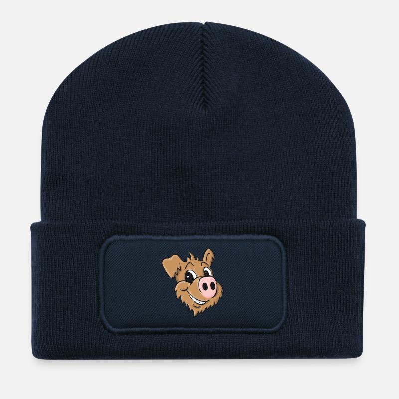 Schweinehund- lächelnd - Recycelte Patch Beanie - French Navy