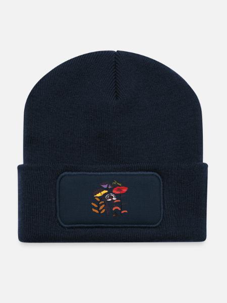 Gartenblumen mit Insekten - Recycelte Patch Beanie - French Navy