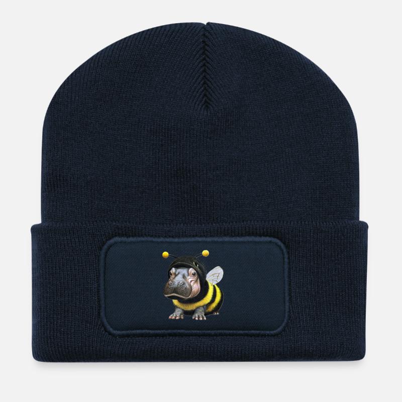 Nilpferd Biene 1 - Recycelte Patch Beanie - French Navy