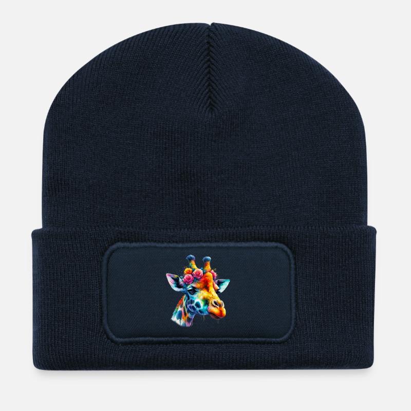 Giraffe - Recycelte Patch Beanie - French Navy