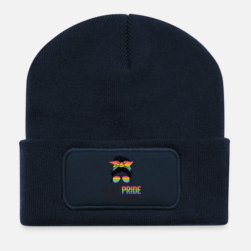 LGBT Pride Month - More Pride Less Prejudice - Recycled Patch Beanie - french navy