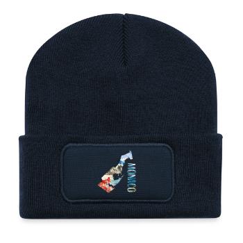 Carte à l’aquarelle Monaco - Beanie recyclé à patch - bleu marine - Devant