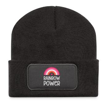 LGBT Pride Monat - Regenbogen Power - Recycelte Patch Beanie - Dunkelgrau - Vorne