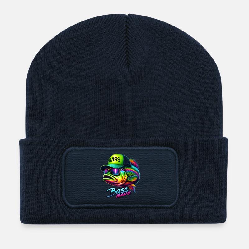 striped bass rave - Recycled Patch Beanie - french navy
