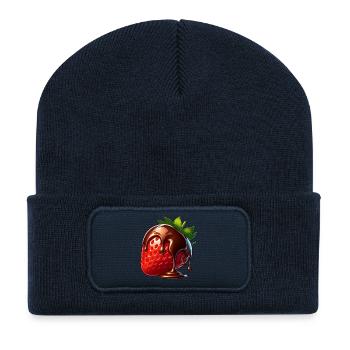 Strawberry Chocolate Melt Candy Dessert - Recycled Patch Beanie - french navy - Front