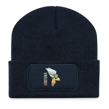 Aquarell Landkarte Moldawien - Recycelte Patch Beanie - French Navy - Vorne