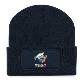 Watercolor Map of Mallorca - Recycled Patch Beanie - french navy - Front