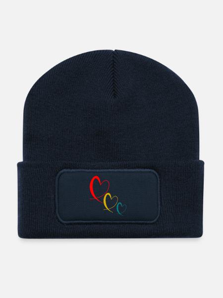 COEUR. COUPLE. JUST MARRIED. EVJF. SAINT VALENTIN. - Beanie recyclé à patch - bleu marine