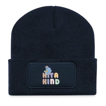 Kita Kind - Beanie recyclé à patch - bleu marine - Devant