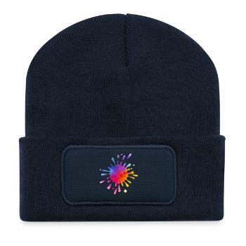 Colorful Splash of Color - Gradient Watercolor - Recycled Patch Beanie - french navy - Front