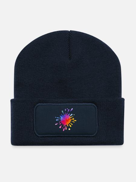 Bunter Farbklecks - Farbverlauf Aquarell  - Recycelte Patch Beanie - French Navy