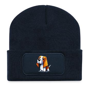 Chien Beagle - Beanie recyclé à patch - bleu marine - Devant