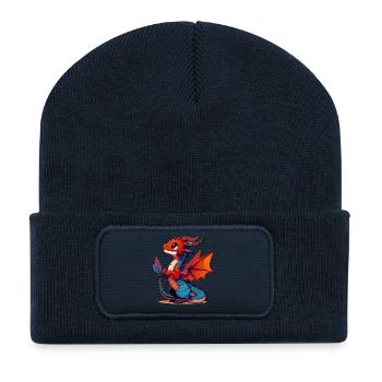Dragon - Beanie recyclé à patch - bleu marine - Devant