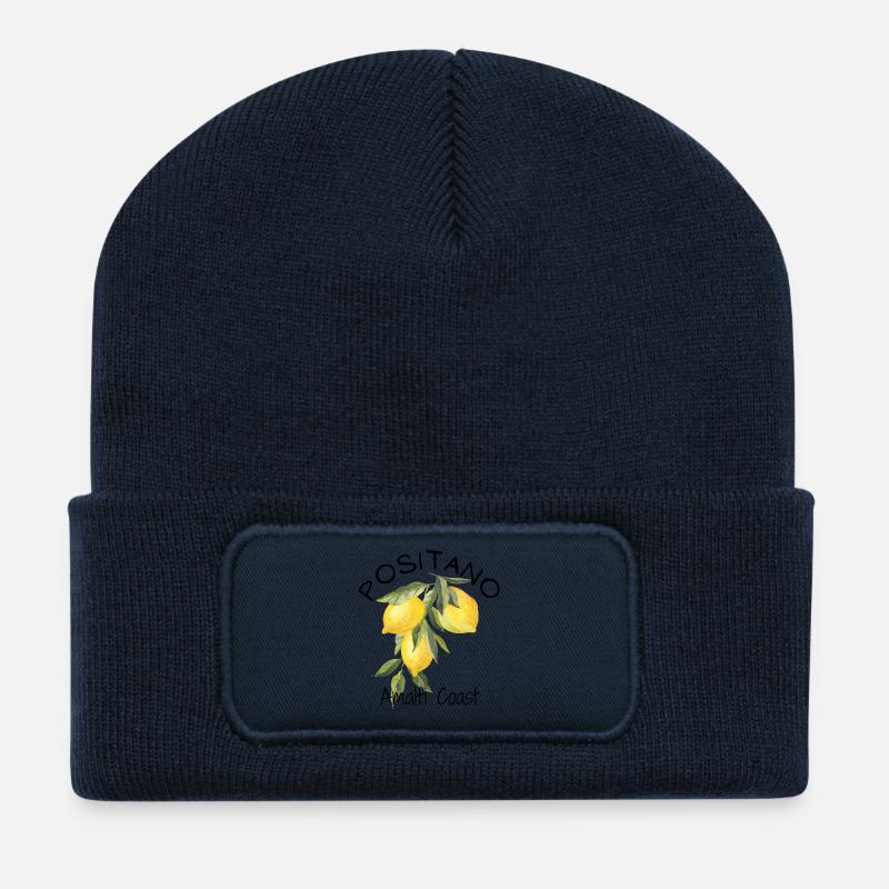 Positano Amalfi Coast Italy Vacation - Recycled Patch Beanie - french navy