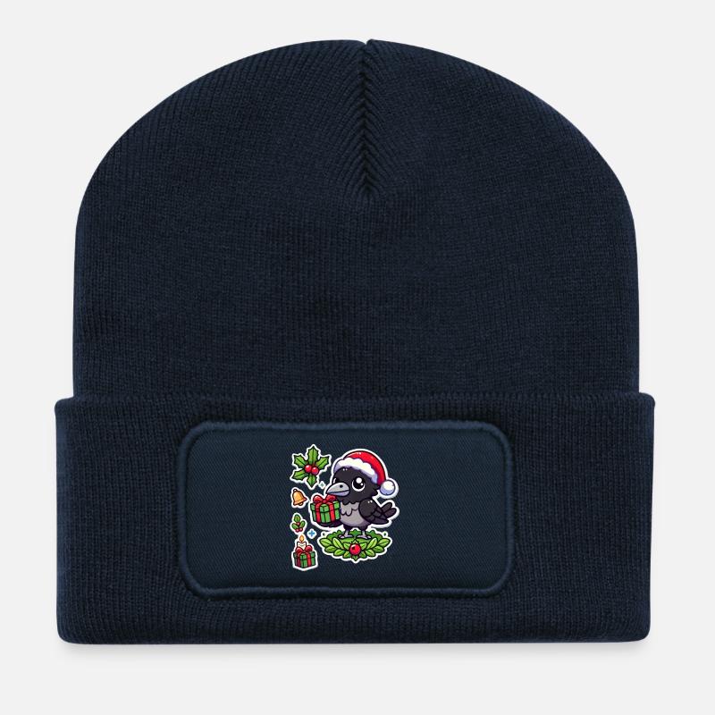 Festif de corbeaux - Beanie recyclé à patch - bleu marine
