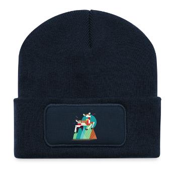 Cerf majestueux – unique et élégant - Beanie recyclé à patch - bleu marine - Devant