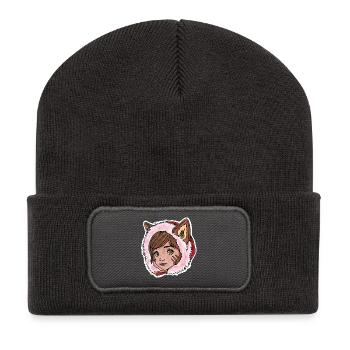 Le Petit Chaperon Rouge en petit loup - Beanie recyclé à patch - charbon - Devant