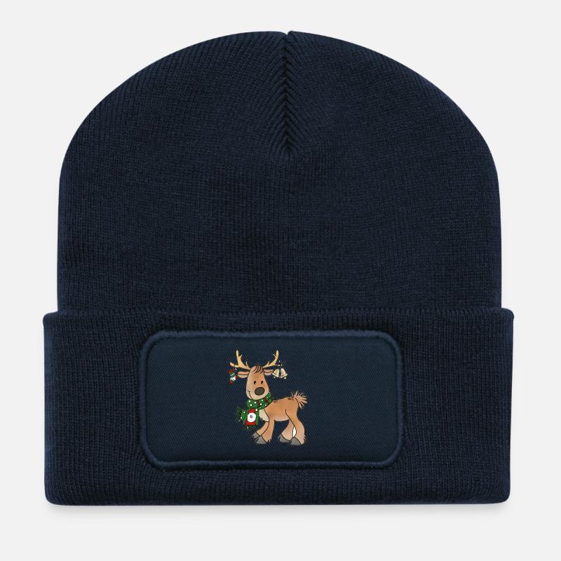 Weihnachtsren - Recycelte Patch Beanie - French Navy