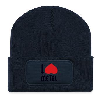 J’ADORE LE MÉTAL - Beanie recyclé à patch - bleu marine - Devant