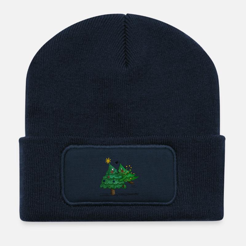 Niedliche Weihnachtsbäume - Recycelte Patch Beanie - French Navy