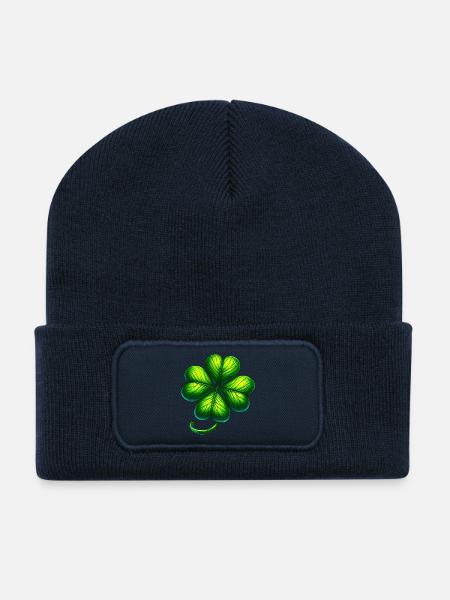 Vierblättriges Kleeblatt - Recycelte Patch Beanie - French Navy
