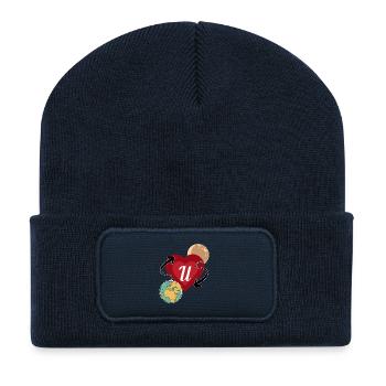Love U To The Moon and Back, Valentine gift - Recycled Patch Beanie - french navy - Front