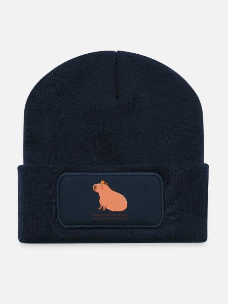 Entspanntes Capybara – Flourishing Mood - Recycelte Patch Beanie - French Navy