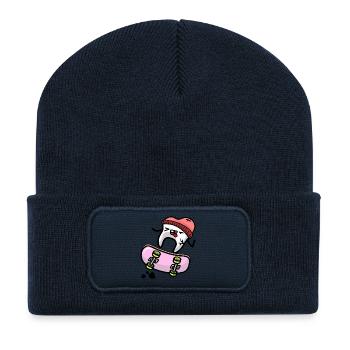 kawaii tooth on skateboard - Recycled Patch Beanie - french navy - Front