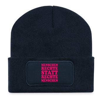 menschenrechte statt rechte menschen - Recycelte Patch Beanie - French Navy - Vorne