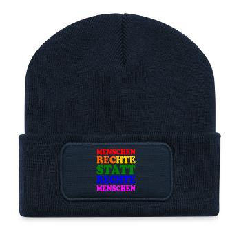 menschenrechte statt rechte menschen - Recycelte Patch Beanie - French Navy - Vorne