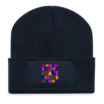 menschenrechte statt rechte menschen - Recycelte Patch Beanie - French Navy - Vorne