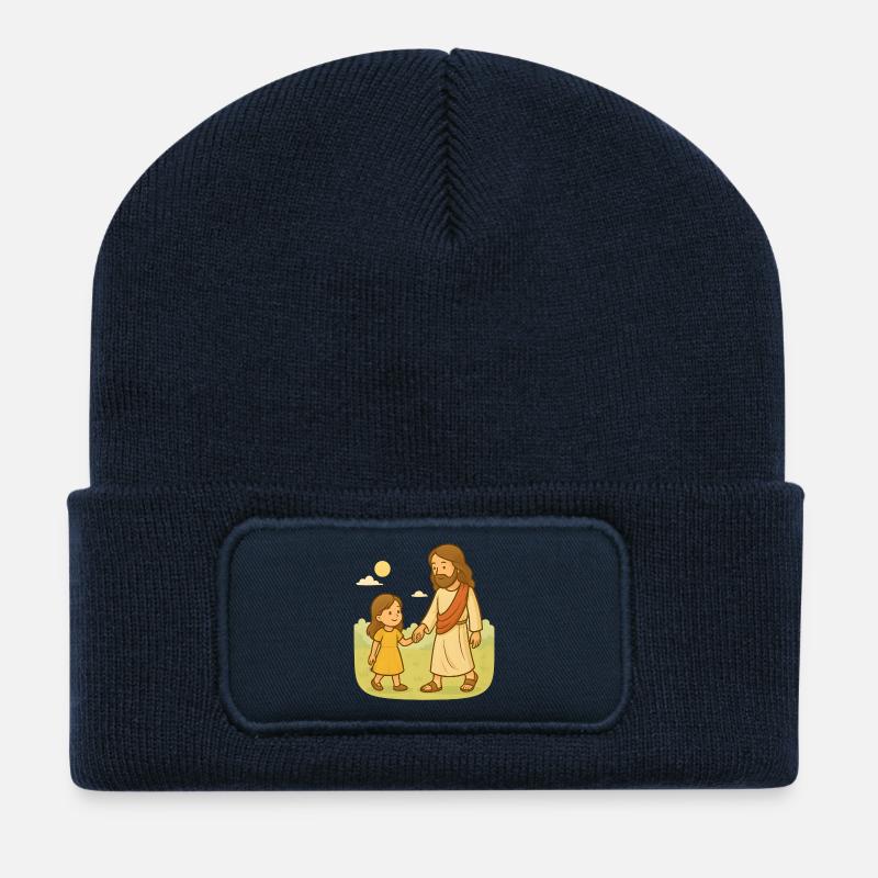 Walk with Jesus (girl) - Recycled Patch Beanie - french navy