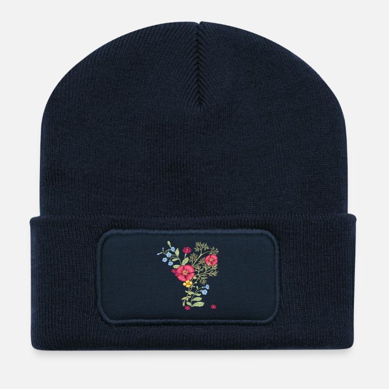 Sommerblumen - Recycelte Patch Beanie - French Navy