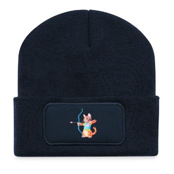 Blue Heart Archer Cat - Recycled Patch Beanie - french navy - Front