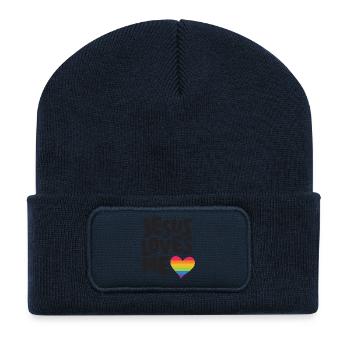 LGBT Pride Month - Jesus Loves Me - Recycled Patch Beanie - french navy - Front