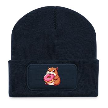 Süße Capybara Hamster Meerschweinchen Cartoon  - Recycelte Patch Beanie - French Navy - Vorne