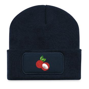 Juicy Lychee Duo with Leaf – Exotic Motif - Recycled Patch Beanie - french navy - Front