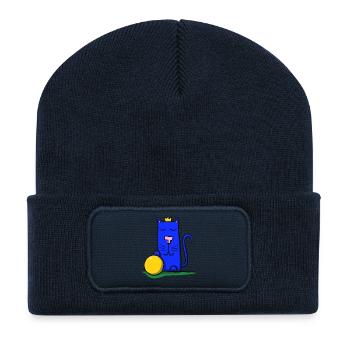 Cat with crown - Recycled Patch Beanie - french navy - Front