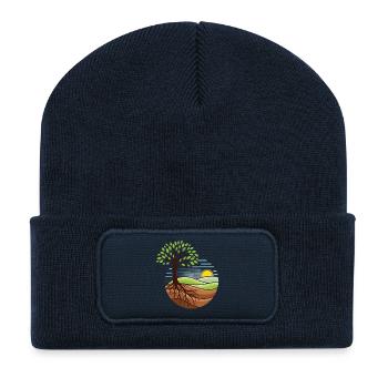 Arbre de vie | Nature & Racines dans le Motif Cercle - Beanie recyclé à patch - bleu marine - Devant