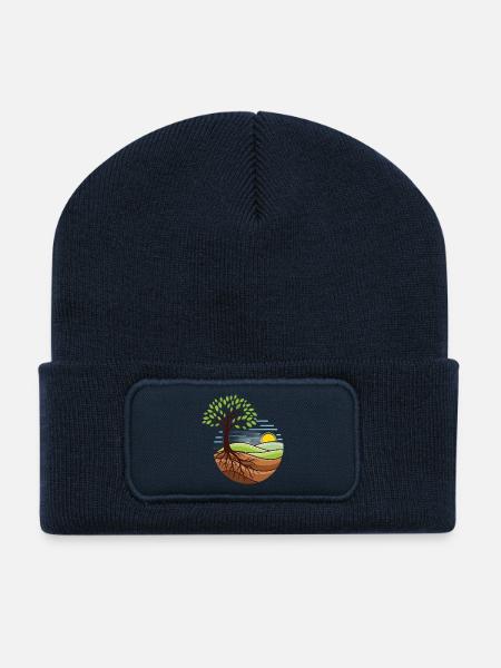 Tree of Life | Nature & Roots in the Circle Motif - Recycled Patch Beanie - french navy