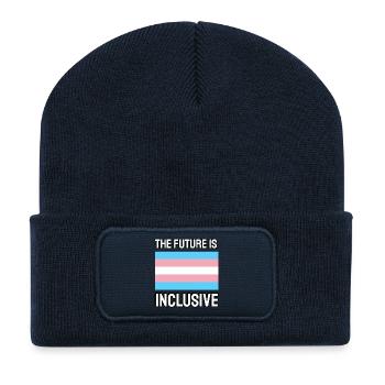 Die Zukunft ist inklusiv Trans Flag Pride - Recycelte Patch Beanie - French Navy - Vorne