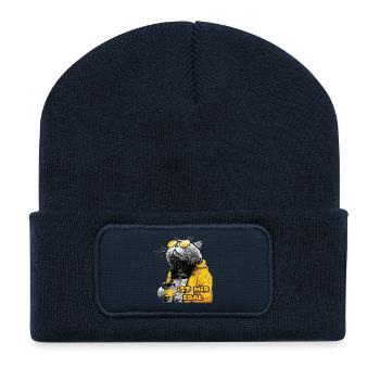 Cool Cat with Sunglasses and Coffee - Recycled Patch Beanie - french navy - Front