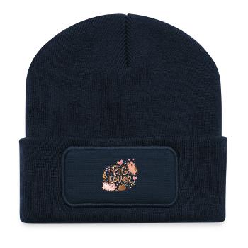 Amoureux des cochons - Beanie recyclé à patch - bleu marine - Devant