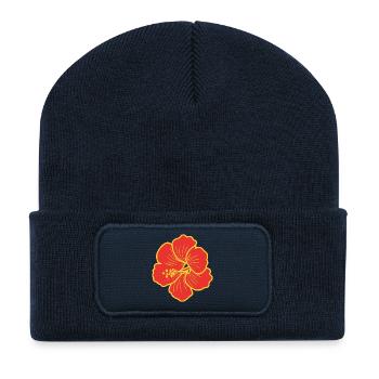 Hibiscus Flower Red Yellow Summer Tropical - Recycled Patch Beanie - french navy - Front